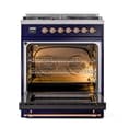 Nostalgie II 30 UP30NMPMBP Freestanding Dual Fuel Range with 5 Sealed Burners Single Oven with Triple Glass Door with Copper knobs view 3