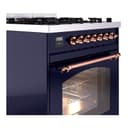 Nostalgie II 30 UP30NMPMBP Freestanding Dual Fuel Range with 5 Sealed Burners Single Oven with Triple Glass Door with Copper knobs view 5