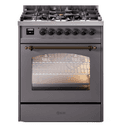 Nostalgie II 30 UP30NMPMGB Freestanding Dual Fuel Range with 5 Sealed Burners Single Oven with Triple Glass Door with Bronze knobs view 1