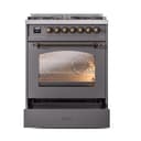 Nostalgie II 30 UP30NMPMGB Freestanding Dual Fuel Range with 5 Sealed Burners Single Oven with Triple Glass Door with Bronze knobs view 4