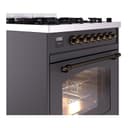 Nostalgie II 30 UP30NMPMGB Freestanding Dual Fuel Range with 5 Sealed Burners Single Oven with Triple Glass Door with Bronze knobs view 5