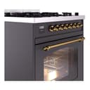 Nostalgie II Series 30 inch Freestanding Dual Fuel Range with Natural Gas, 5 Sealed Burners, 4 cu. ft. Total Oven Capacity, Convection Oven, Continuous Grates, Storage Drawer, with Brass Trim view 5