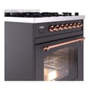 Nostalgie II 30 UP30NMPMGP Freestanding Dual Fuel Range with 5 Sealed Burners Single Oven with Triple Glass Door with Copper knobs view 5