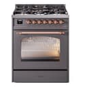 Nostalgie II 30 UP30NMPMGP Freestanding Dual Fuel Range with 5 Sealed Burners Single Oven with Triple Glass Door with Copper knobs view 1