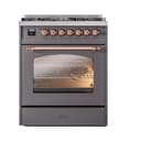Nostalgie II 30 UP30NMPMGP Freestanding Dual Fuel Range with 5 Sealed Burners Single Oven with Triple Glass Door with Copper knobs view 2