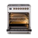 Nostalgie II 30 UP30NMPRAB Freestanding Dual Fuel Range with 5 Sealed Burners Single Oven with Triple Glass Door with Bronze knobs view 3