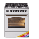 Nostalgie II 30 UP30NMPRAB Freestanding Dual Fuel Range with 5 Sealed Burners Single Oven with Triple Glass Door with Bronze knobs view 1