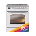 Nostalgie II 30 UP30NMPRAC Freestanding Dual Fuel Range with 5 Sealed Burners Single Oven with Triple Glass Door with Chrome knobs view 2