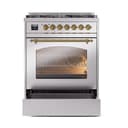 Nostalgie II 30 UP30NMPSSG Freestanding Dual Fuel Range with 5 Sealed Burners Single Oven with Triple Glass Door with Brass knobs view 4