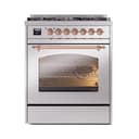 Nostalgie II 30 UP30NMPSSP Freestanding Dual Fuel Range with 5 Sealed Burners Single Oven with Triple Glass Door with Copper knobs view 2