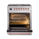 Nostalgie II 30 UP30NMPSSP Freestanding Dual Fuel Range with 5 Sealed Burners Single Oven with Triple Glass Door with Copper knobs view 3
