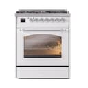 Nostalgie II 30 UP30NMPWHC Freestanding Dual Fuel Range with 5 Sealed Burners Single Oven with Triple Glass Door with Chrome knobs view 2