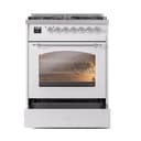 Nostalgie II 30 UP30NMPWHC Freestanding Dual Fuel Range with 5 Sealed Burners Single Oven with Triple Glass Door with Chrome knobs view 4