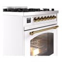 Nostalgie II 30 UP30NMPWHG Freestanding Dual Fuel Range with 5 Sealed Burners Single Oven with Triple Glass Door with Brass knobs view 5