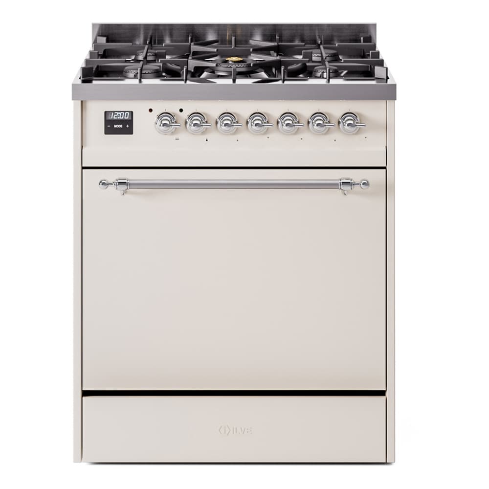 Nostalgie II 30 UP30QNMPAWC Freestanding Dual Fuel Range with 5 Sealed Burners Single Oven with Solid Door with Chrome knobs