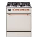 Nostalgie II 30 UP30QNMPAWP Freestanding Dual Fuel Range with 5 Sealed Burners Single Oven with Solid Door with Copper knobs view 1