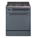 Nostalgie II 30 UP30QNMPBGB Freestanding Dual Fuel Range with 5 Sealed Burners Single Oven with Solid Door with Bronze knobs view 1