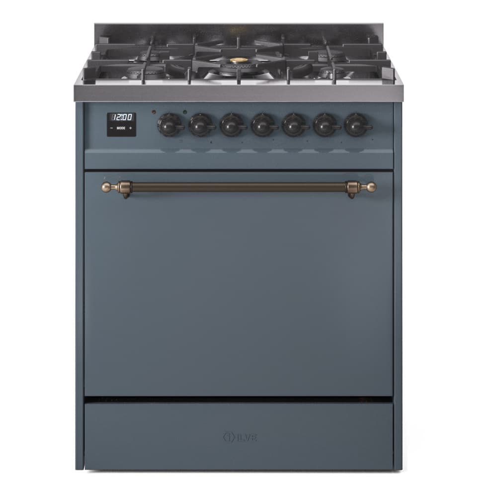Nostalgie II 30 UP30QNMPBGB Freestanding Dual Fuel Range with 5 Sealed Burners Single Oven with Solid Door with Bronze knobs