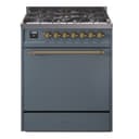 Nostalgie II 30 UP30QNMPBGG Freestanding Dual Fuel Range with 5 Sealed Burners Single Oven with Solid Door with Brass knobs view 1