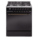 Nostalgie II 30 UP30QNMPBKB Freestanding Dual Fuel Range with 5 Sealed Burners Single Oven with Solid Door with Bronze knobs view 1