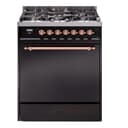 Nostalgie II 30 UP30QNMPBKP Freestanding Dual Fuel Range with 5 Sealed Burners Single Oven with Solid Door with Copper knobs view 1