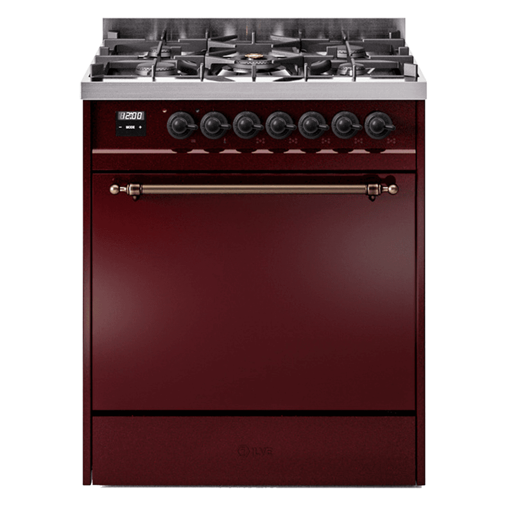 Nostalgie II 30 UP30QNMPBUB Freestanding Dual Fuel Range with 5 Sealed Burners Single Oven with Solid Door with Bronze knobs
