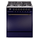 Nostalgie II 30 UP30QNMPMBB Freestanding Dual Fuel Range with 5 Sealed Burners Single Oven with Solid Door with Bronze knobs view 1