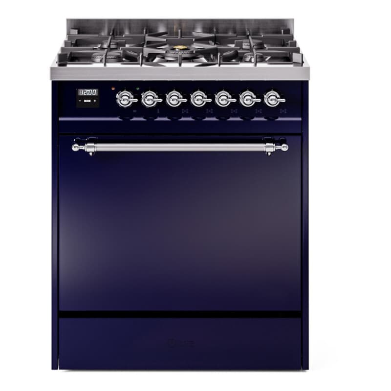 Nostalgie II 30 UP30QNMPMBC Freestanding Dual Fuel Range with 5 Sealed Burners Single Oven with Solid Door with Chrome knobs