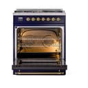 Nostalgie II 30 UP30QNMPMBG Freestanding Dual Fuel Range with 5 Sealed Burners Single Oven with Solid Door with Brass knobs view 3