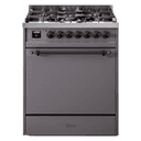 Nostalgie II 30 UP30QNMPMGB Freestanding Dual Fuel Range with 5 Sealed Burners Single Oven with Solid Door with Bronze knobs view 1
