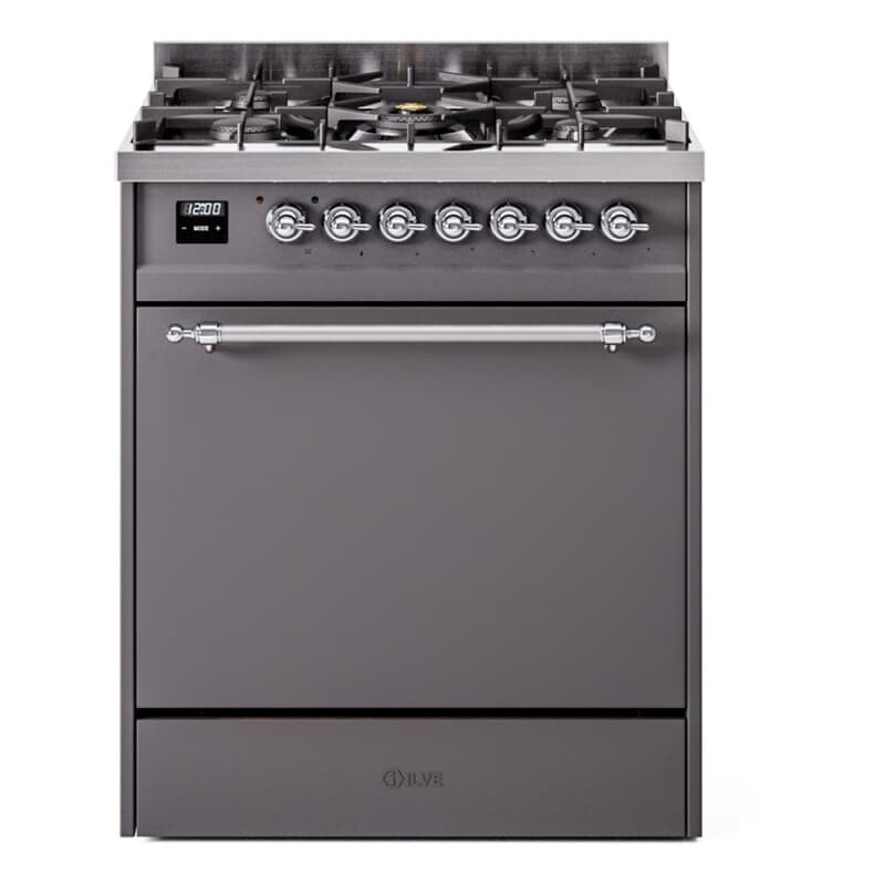 Nostalgie II 30 UP30QNMPMGC Freestanding Dual Fuel Range with 5 Sealed Burners Single Oven with Solid Door with Chrome knobs