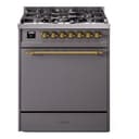 Nostalgie II 30 UP30QNMPMGG Freestanding Dual Fuel Range with 5 Sealed Burners Single Oven with Solid Door with Brass knobs view 1