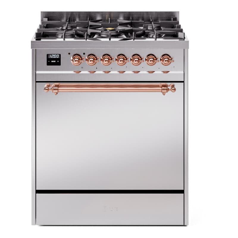 Nostalgie II 30 UP30QNMPSSP Freestanding Dual Fuel Range with 5 Sealed Burners Single Oven with Solid Door with Copper knobs