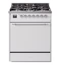 Nostalgie II 30 UP30QNMPWHC Freestanding Dual Fuel Range with 5 Sealed Burners Single Oven with Solid Door with Chrome knobs view 1