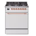 Nostalgie II 30 UP30QNMPWHP Freestanding Dual Fuel Range with 5 Sealed Burners Single Oven with Solid Door with Copper knobs view 1