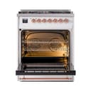 Nostalgie II 30 UP30QNMPWHP Freestanding Dual Fuel Range with 5 Sealed Burners Single Oven with Solid Door with Copper knobs view 3