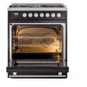Professional Plus II 30 UP30WMPBK Freestanding Dual Fuel Range with 5 Sealed Burners Single Oven with Triple Glass Door with Stainless Steel knobs view 3