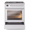 Professional Plus II 30 UP30WMPWH Freestanding Dual Fuel Range with 5 Sealed Burners Single Oven with Triple Glass Door with Stainless Steel knobs view 4