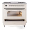 Nostalgie II 36 UP36FNMPAWC Freestanding Dual Fuel Range with 6 Sealed Burners with Griddle Single Oven with Triple Glass Door with Chrome knobs view 5