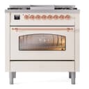 Nostalgie II 36 UP36FNMPAWP Freestanding Dual Fuel Range with 6 Sealed Burners with Griddle Single Oven with Triple Glass Door with Copper knobs view 3