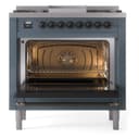 Nostalgie II 36 UP36FNMPBGB Freestanding Dual Fuel Range with 6 Sealed Burners with Griddle Single Oven with Triple Glass Door with Bronze knobs view 4