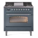 Nostalgie II 36 UP36FNMPBGC Freestanding Dual Fuel Range with 6 Sealed Burners with Griddle Single Oven with Triple Glass Door with Chrome knobs view 1