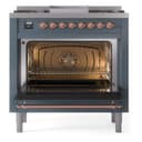 Nostalgie II 36 UP36FNMPBGP Freestanding Dual Fuel Range with 6 Sealed Burners with Griddle Single Oven with Triple Glass Door with Copper knobs view 4