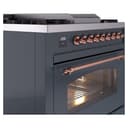 Nostalgie II 36 UP36FNMPBGP Freestanding Dual Fuel Range with 6 Sealed Burners with Griddle Single Oven with Triple Glass Door with Copper knobs view 6