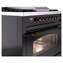 Nostalgie II 36 UP36FNMPBKB Freestanding Dual Fuel Range with 6 Sealed Burners with Griddle Single Oven with Triple Glass Door with Bronze knobs view 6