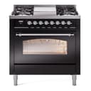 Nostalgie II 36 UP36FNMPBKC Freestanding Dual Fuel Range with 6 Sealed Burners with Griddle Single Oven with Triple Glass Door with Chrome knobs view 1