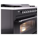 Nostalgie II 36 UP36FNMPBKC Freestanding Dual Fuel Range with 6 Sealed Burners with Griddle Single Oven with Triple Glass Door with Chrome knobs view 6