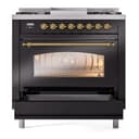 Nostalgie II Series 36 inch Freestanding Dual Fuel Range with Natural Gas, 6 Sealed Burners, 3.5 cu. ft. Total Oven Capacity, Griddle, Convection Oven, Continuous Grates, Storage Drawer, with Brass Trim view 5
