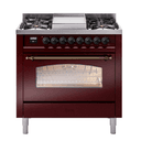 Nostalgie II 36 UP36FNMPBUB Freestanding Dual Fuel Range with 6 Sealed Burners with Griddle Single Oven with Triple Glass Door with Bronze knobs view 1