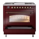 Nostalgie II 36 UP36FNMPBUB Freestanding Dual Fuel Range with 6 Sealed Burners with Griddle Single Oven with Triple Glass Door with Bronze knobs view 5
